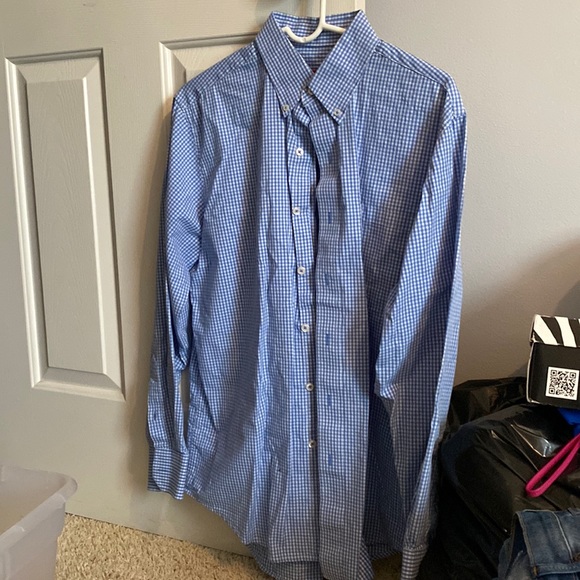 Blue checkered Izod Button down long sleeve - Picture 1 of 4